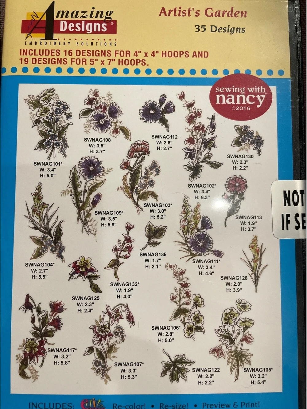 Amazing Designs Artist’s Garden ADL-51 Embroidery Designs CD 35 Floral NWT New